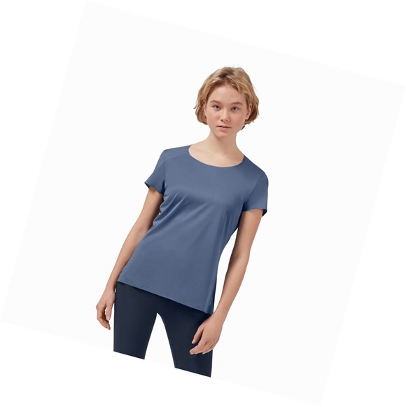 Blue / Black On Performance Long-T Women's T Shirts | 3629TXVMQ