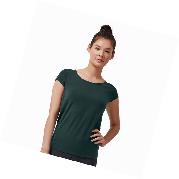 Dark Green On Active-T Breathe Women's T Shirts | 8913YAZJT