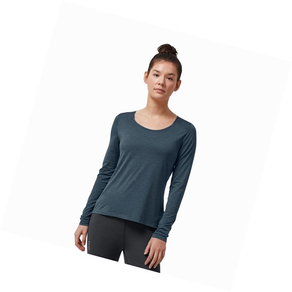Navy On Performance Long-T Women's T Shirts | 4753YNVTO